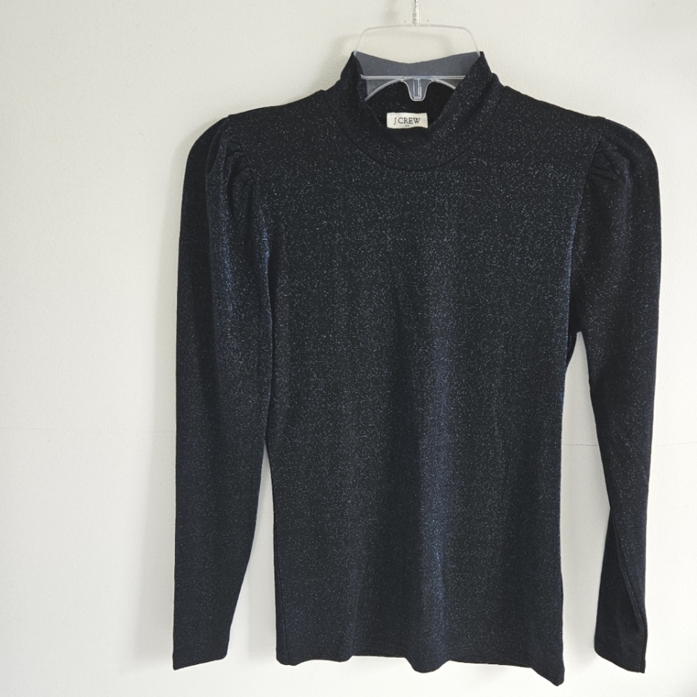 J. Crew Black Turtleneck With Blue Metallic Threads